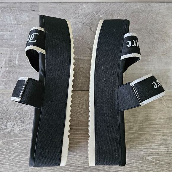 Juicy Couture Dawna Platform Slide Sandal Black White Double Strap Women Size 8 - Picture 8 of 11